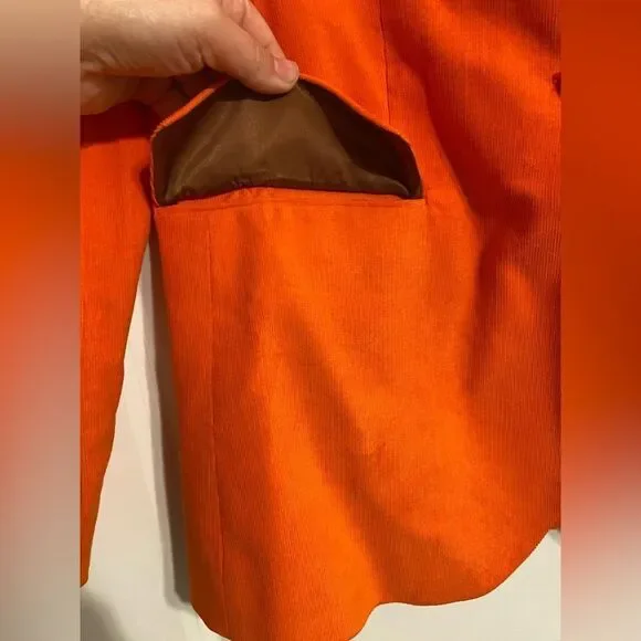 NWT Outerknown Henry Cord Boy Blazer Flame Orange Sz 4 organic cotton corduroy - Picture 8 of 13